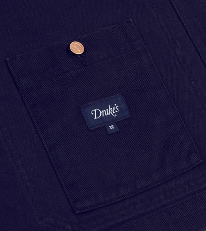 Drake's French Blue Heavy Twill Cotton Five-Pocket Chore Jacket