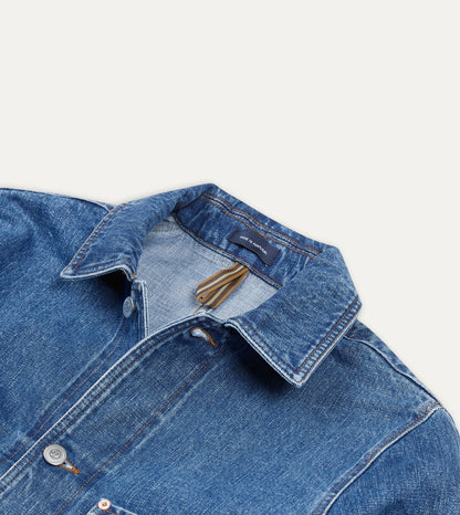 Drake's Bleach Wash Selvedge Denim Five-Pocket Chore Jacket