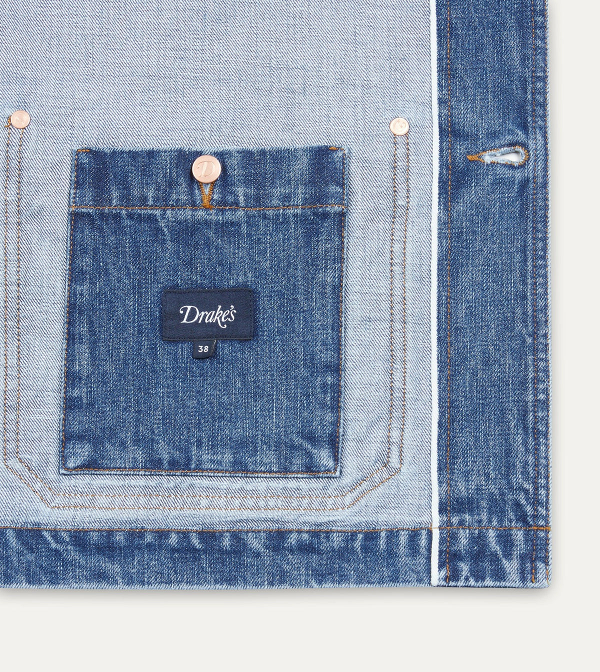Drake's Bleach Wash Selvedge Denim Five-Pocket Chore Jacket