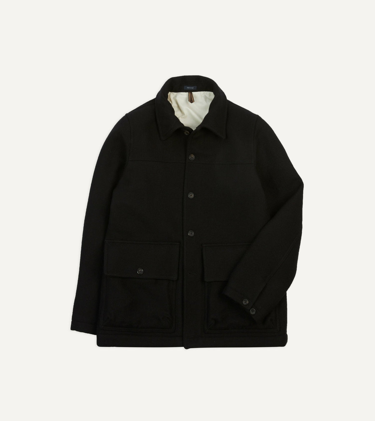 Drake's Black Wool Donkey Jacket