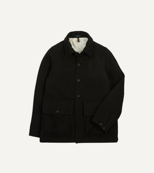 Drake's Black Wool Donkey Jacket