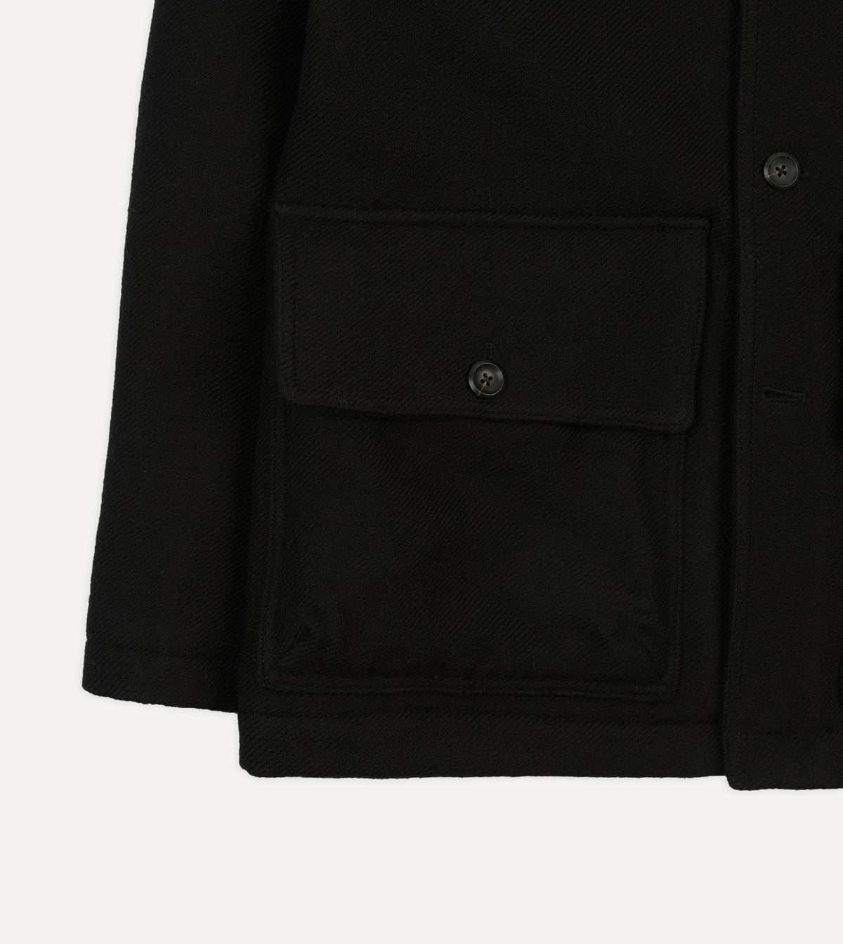 Drake's Black Wool Donkey Jacket