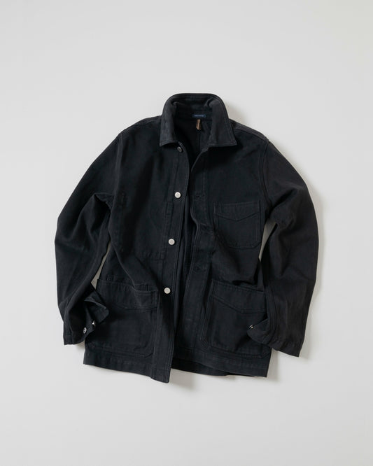 Drake's Black Heavy Twill Cotton Five-Pocket Chore Jacket