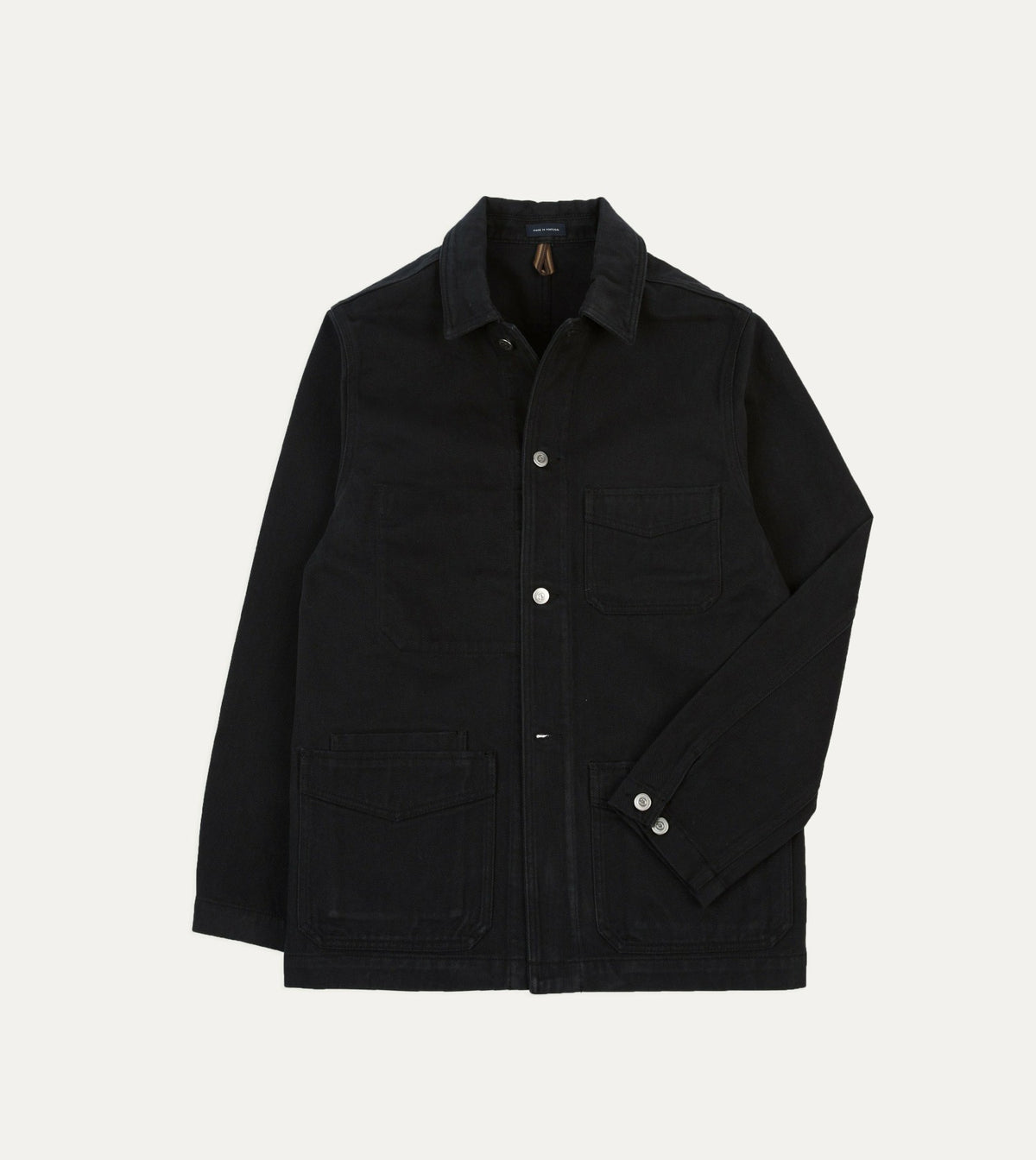 Drake's Black Heavy Twill Cotton Five-Pocket Chore Jacket