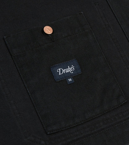 Drake's Black Heavy Twill Cotton Five-Pocket Chore Jacket