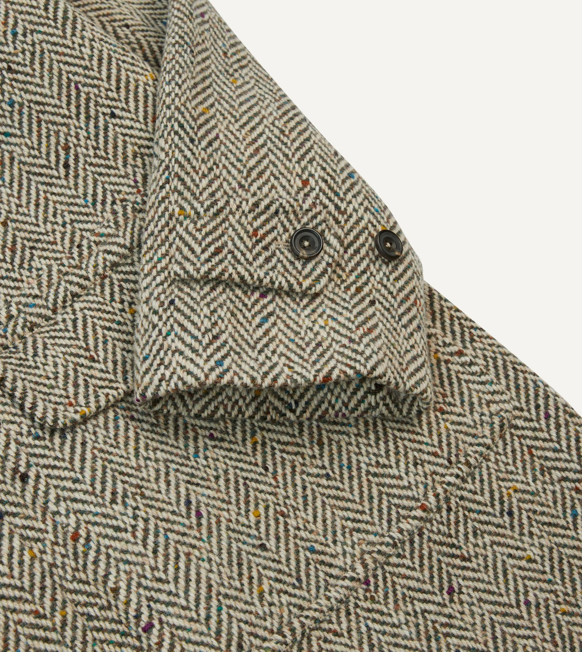 Drake's Taupe Herringbone Flecked Wool Raglan Coat