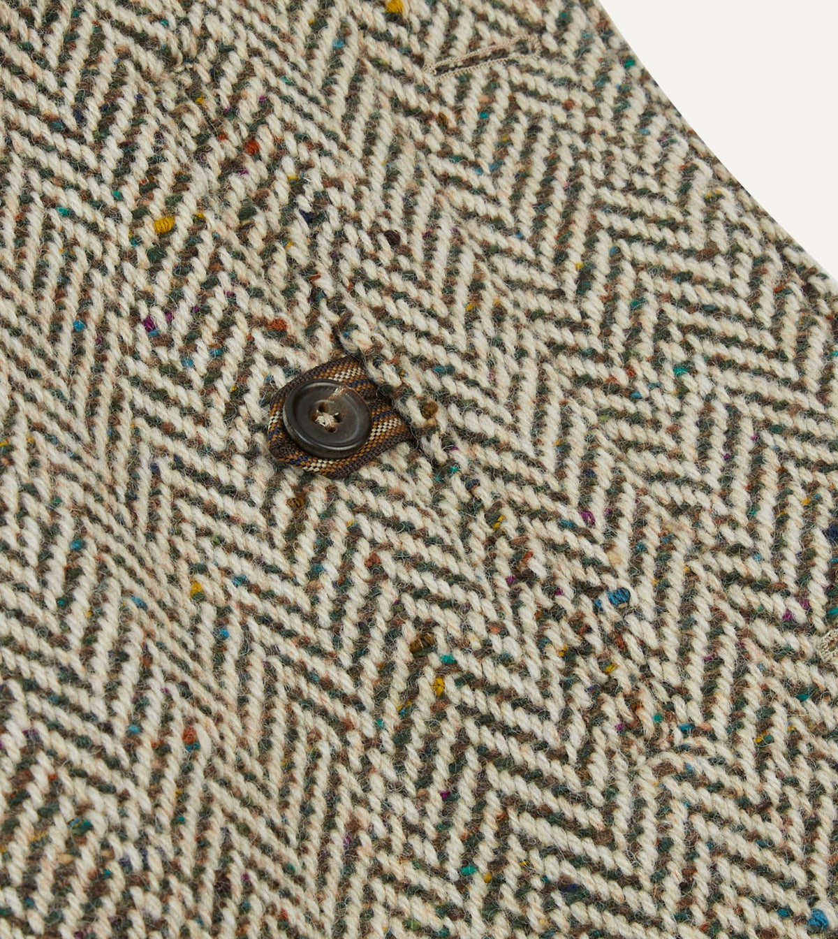 Drake's Taupe Herringbone Flecked Wool Raglan Coat