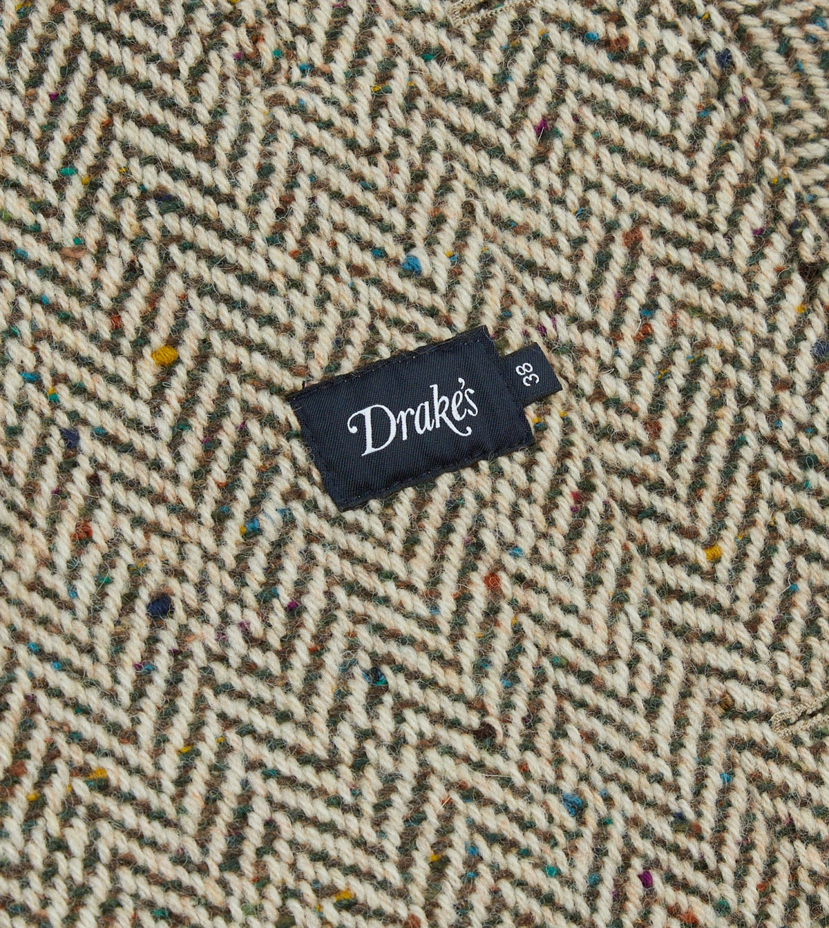 Drake's Taupe Herringbone Flecked Wool Raglan Coat