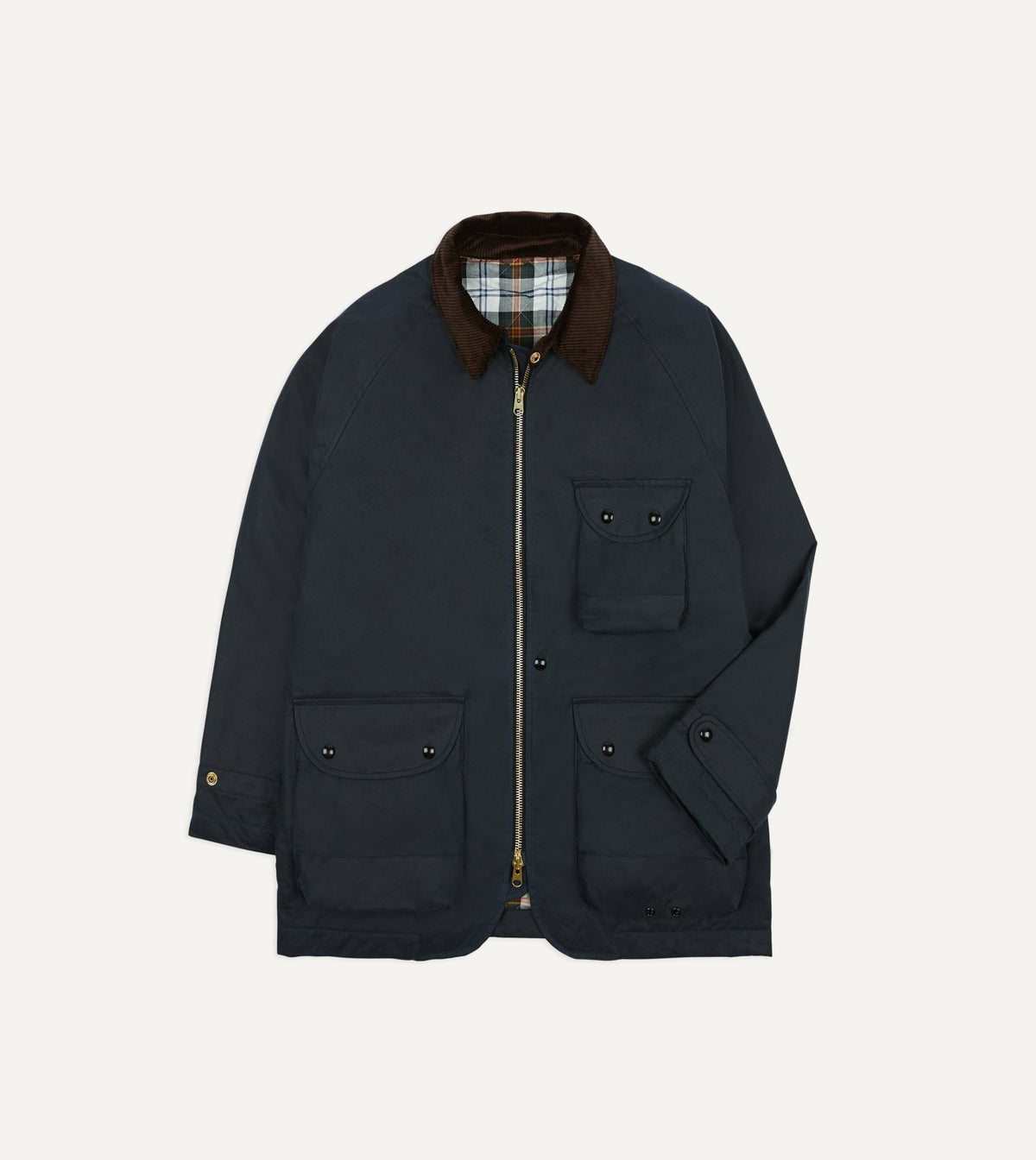 Drake's Navy Waxed Coverall Jacket
