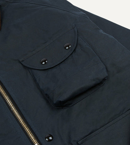 Drake's Navy Waxed Coverall Jacket
