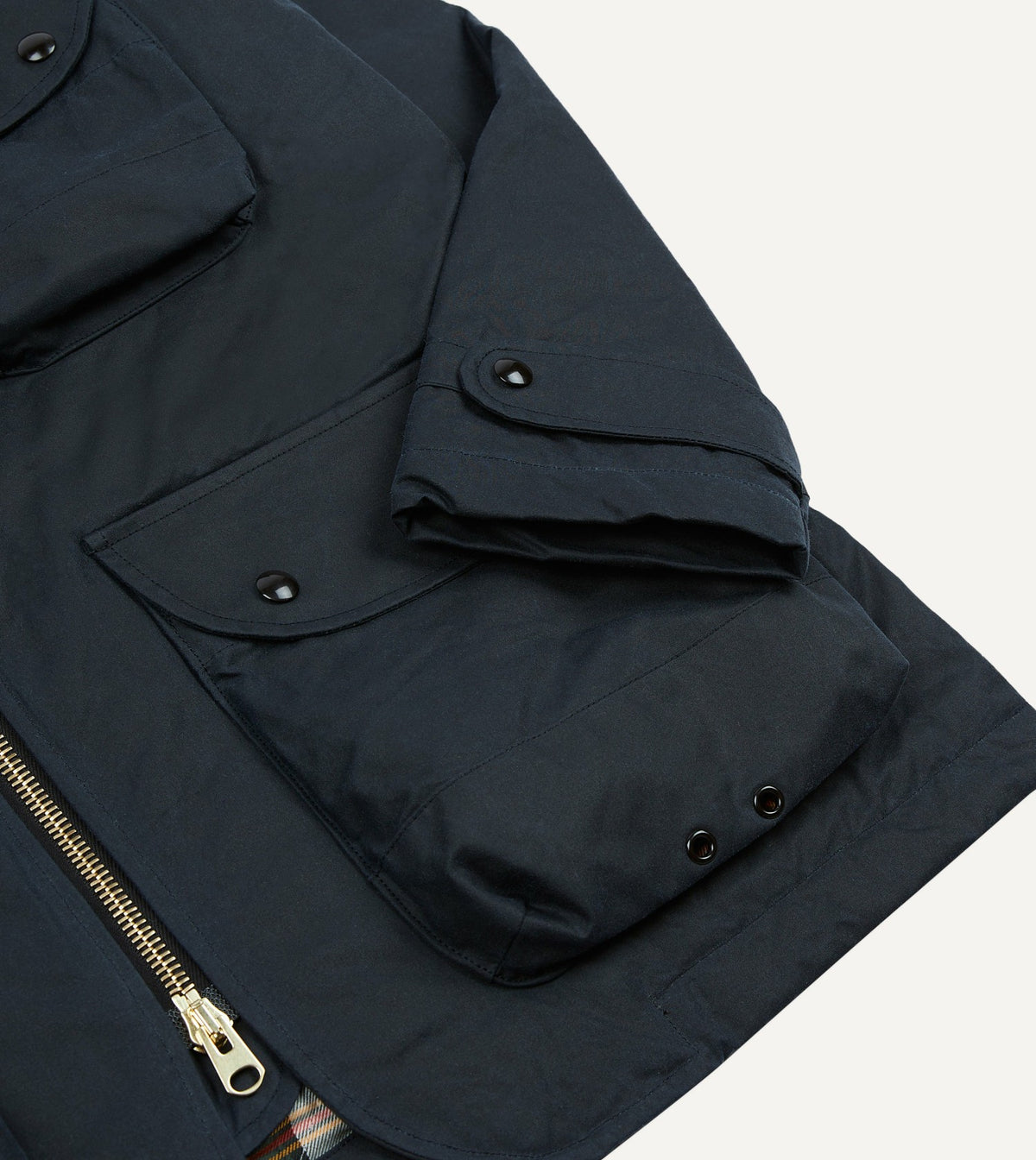 Drake's Navy Waxed Coverall Jacket
