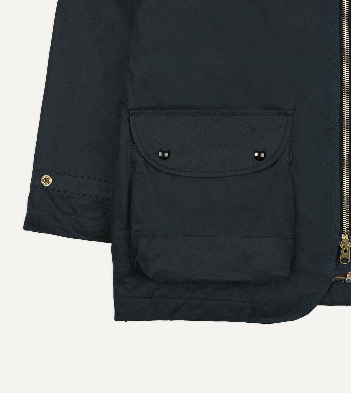 Drake's Navy Waxed Coverall Jacket