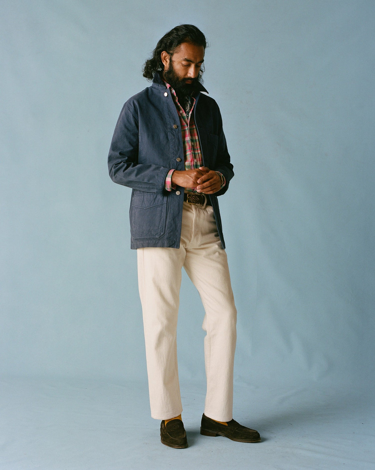 Drake's Navy Cotton Duck Canvas Five-Pocket Chore Jacket
