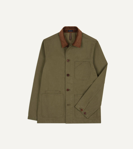 Drake's Khaki Cotton Twill Fatigue Jacket