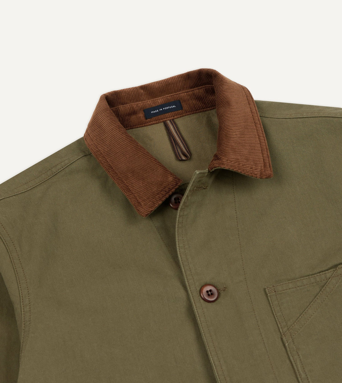 Drake's Khaki Cotton Twill Fatigue Jacket
