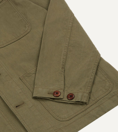 Drake's Khaki Cotton Twill Fatigue Jacket