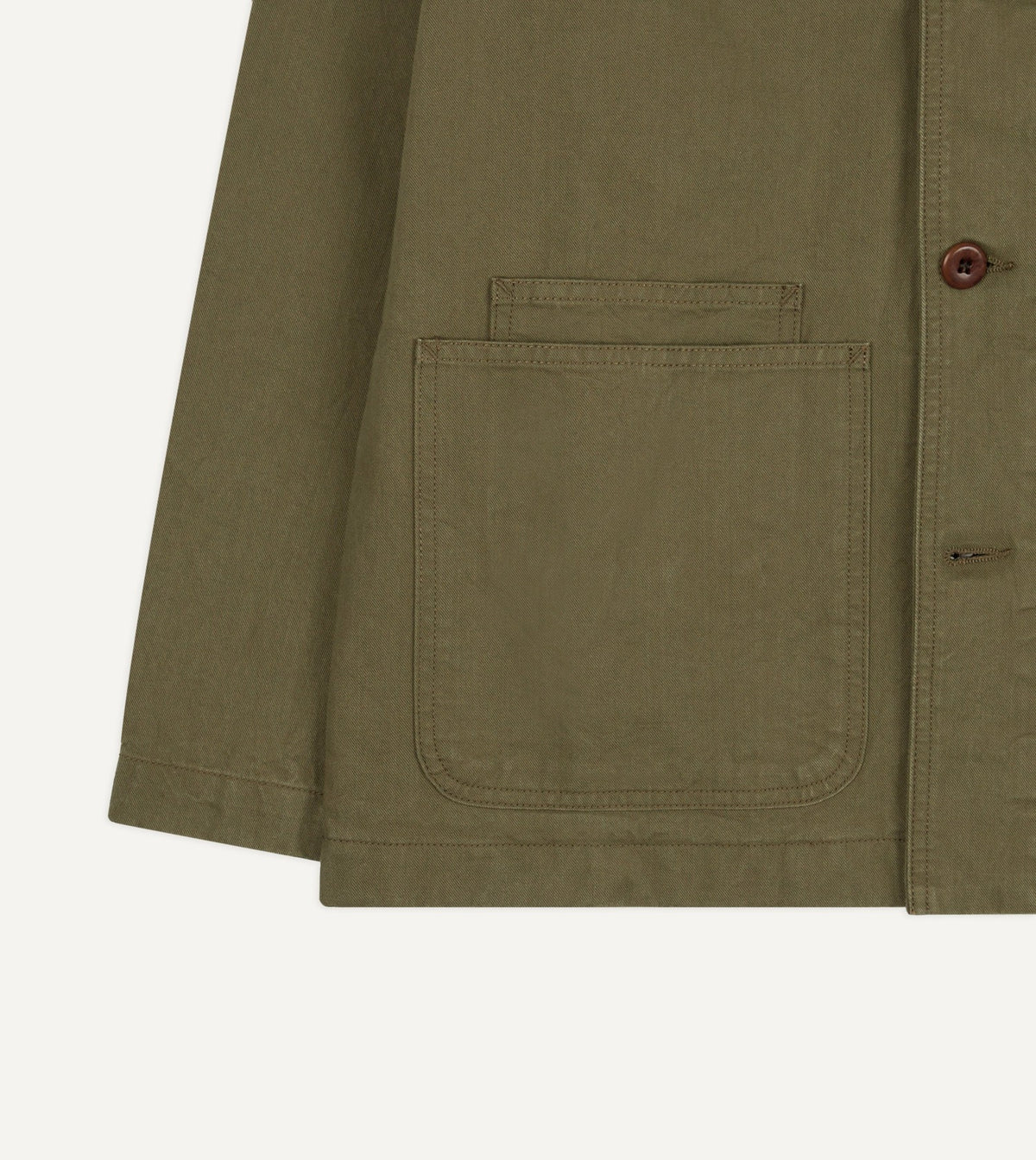 Drake's Khaki Cotton Twill Fatigue Jacket