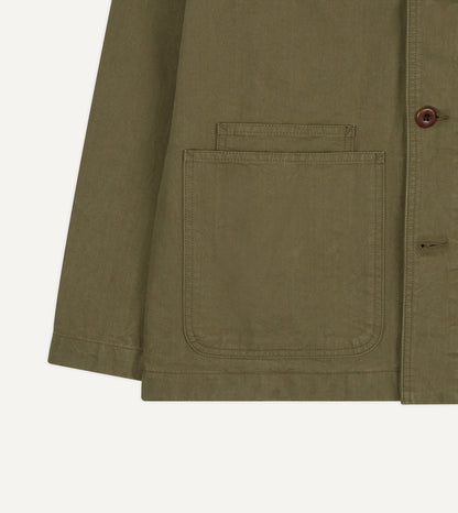 Drake's Khaki Cotton Twill Fatigue Jacket