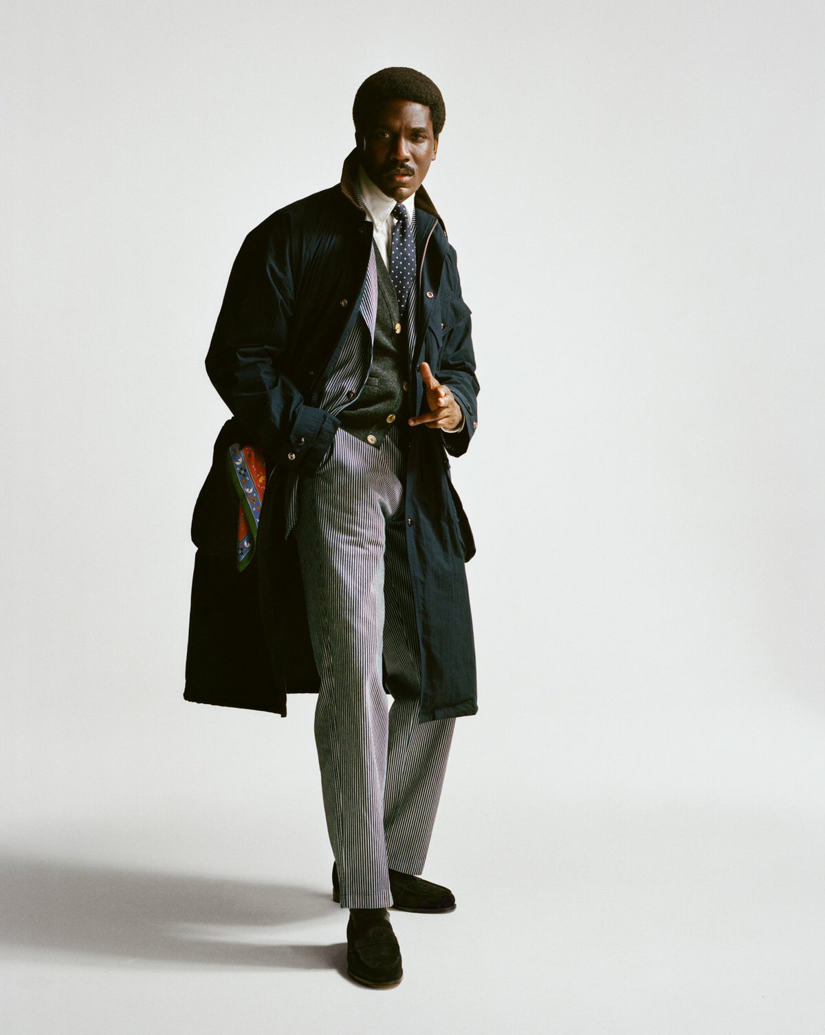 Drake's Navy Ripstop Cotton D-77 Parka