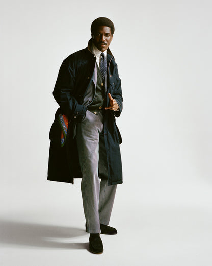 Drake's Navy Ripstop Cotton D-77 Parka