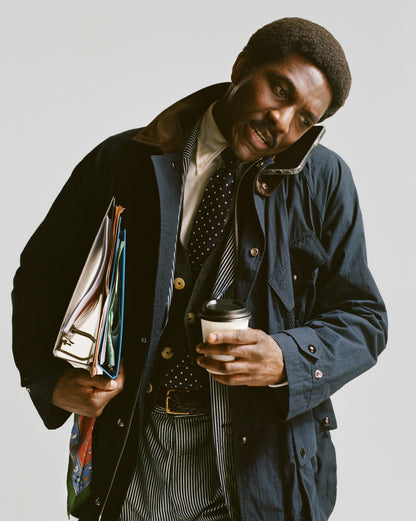 Drake's Navy Ripstop Cotton D-77 Parka