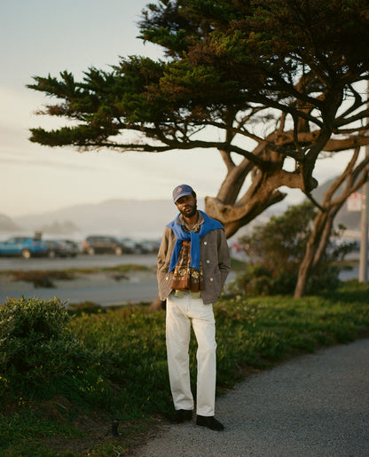 Drake's Brown Cotton-Linen Double-Breasted Chore Coat
