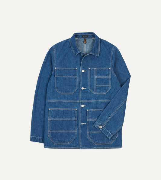 Drake's Stone Wash Selvedge Denim Welder Jacket