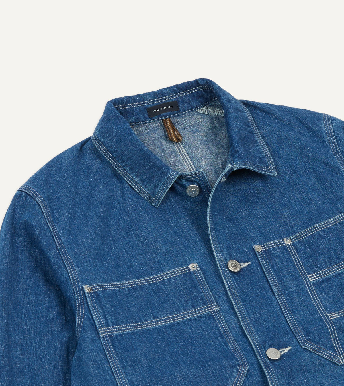 Drake's Stone Wash Selvedge Denim Welder Jacket