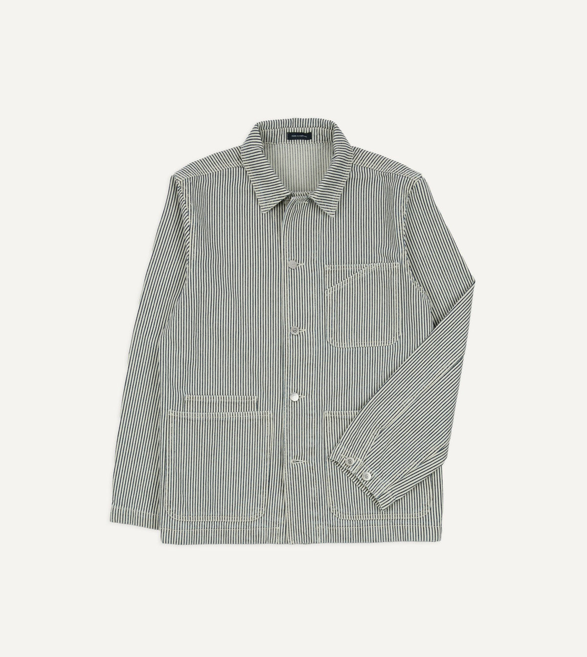 Drake's Indigo Stripe Cotton Fatigue Jacket