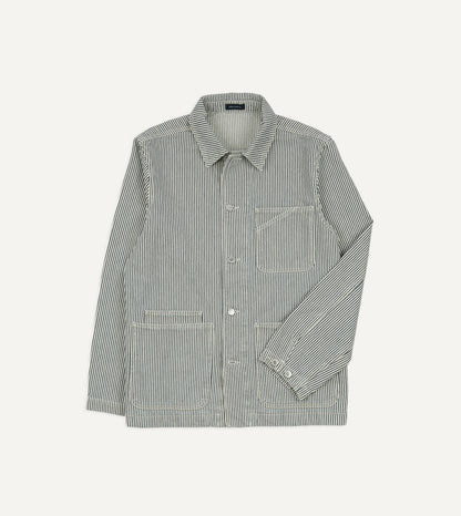 Drake's Indigo Stripe Cotton Fatigue Jacket