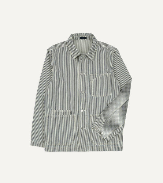 Drake's Indigo Stripe Cotton Fatigue Jacket