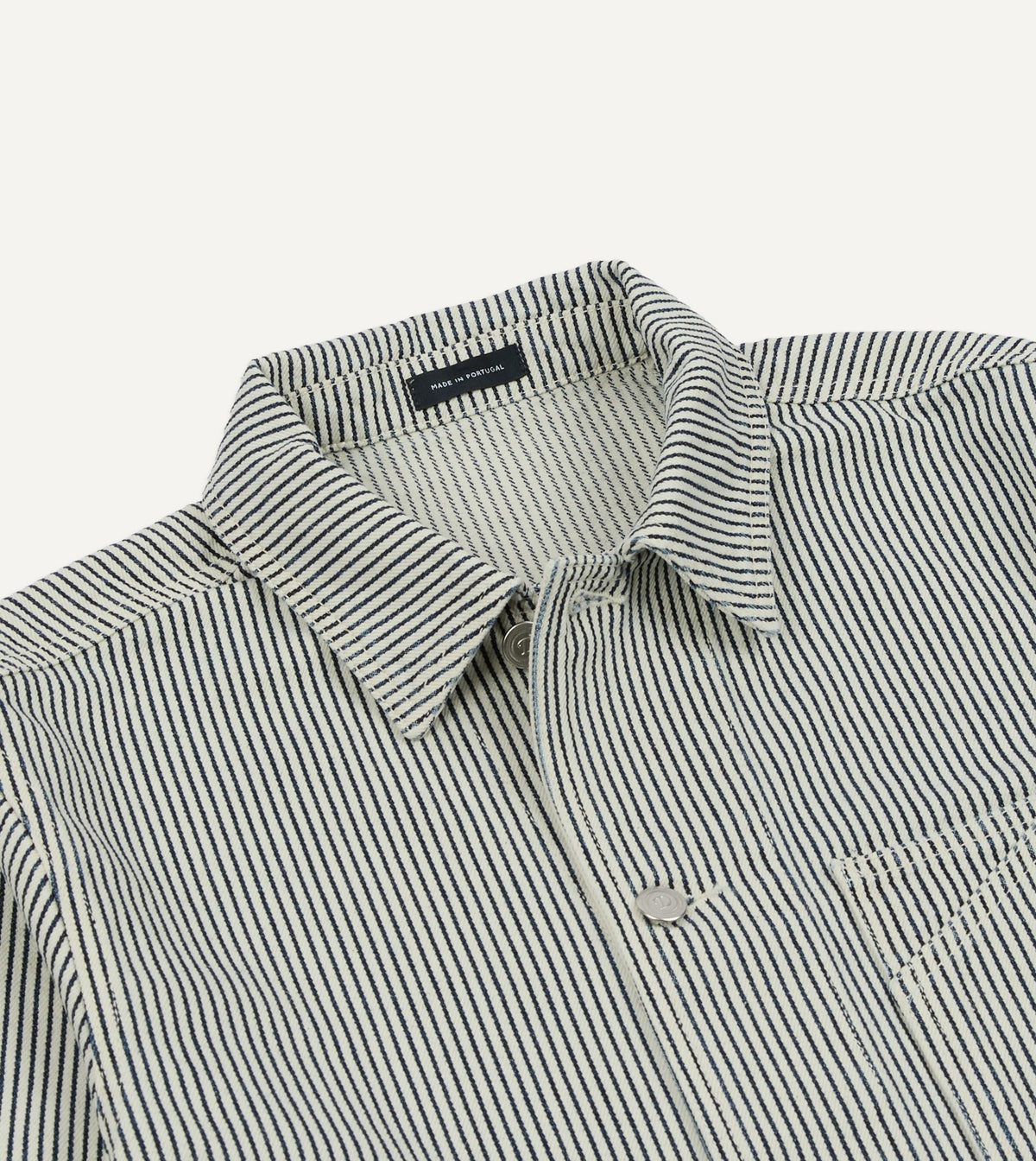 Drake's Indigo Stripe Cotton Fatigue Jacket