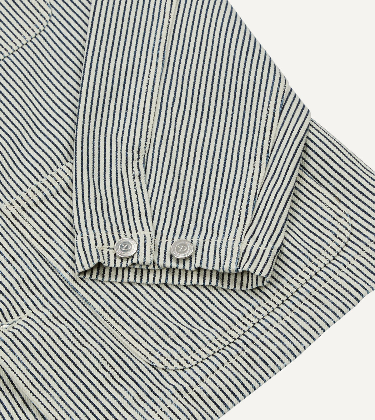 Drake's Indigo Stripe Cotton Fatigue Jacket