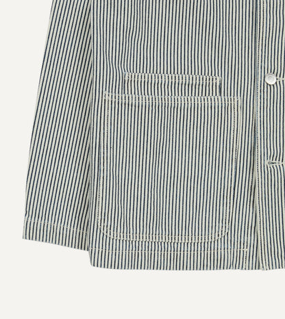 Drake's Indigo Stripe Cotton Fatigue Jacket