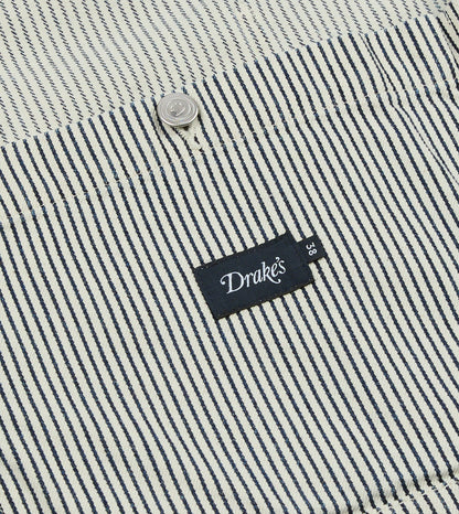 Drake's Indigo Stripe Cotton Fatigue Jacket