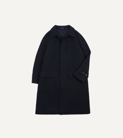 Drake's Navy Wool Raglan Coat