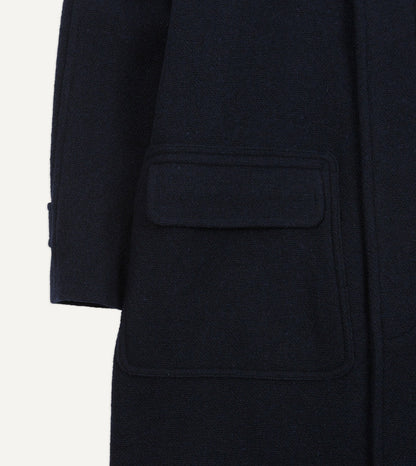 Drake's Navy Wool Raglan Coat