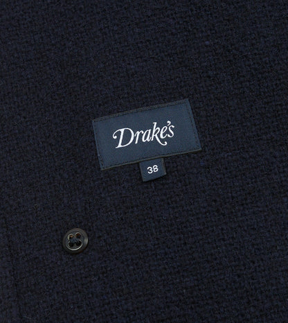 Drake's Navy Wool Raglan Coat