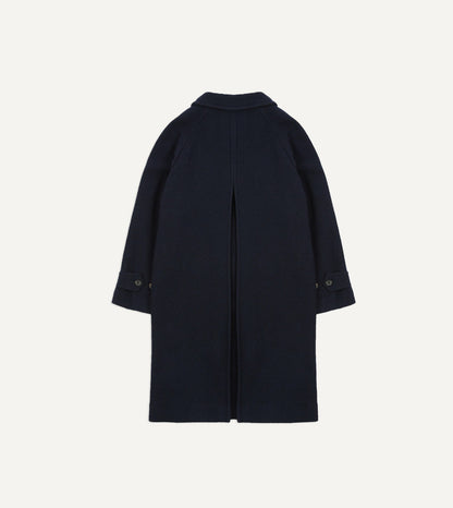 Drake's Navy Wool Raglan Coat