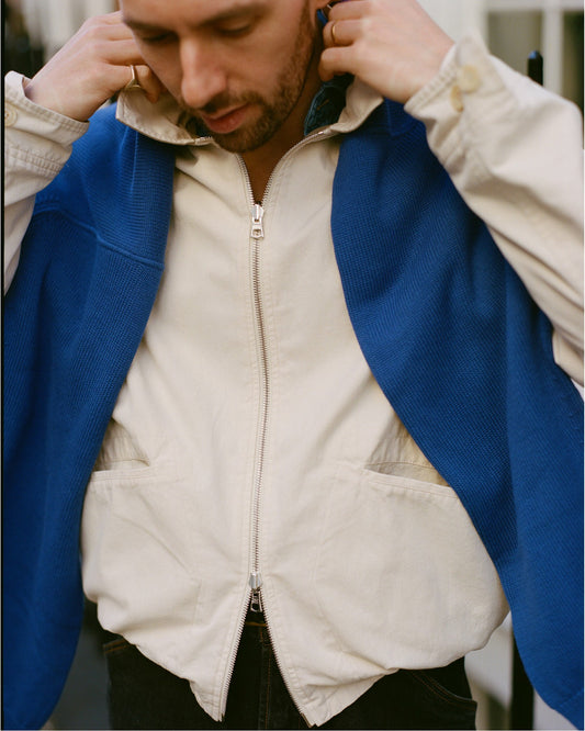 Drake's Ecru and Tan Reversible Cotton Blouson Jacket