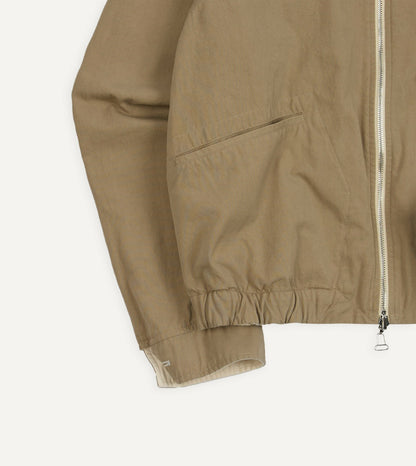 Drake's Ecru and Tan Reversible Cotton Blouson Jacket