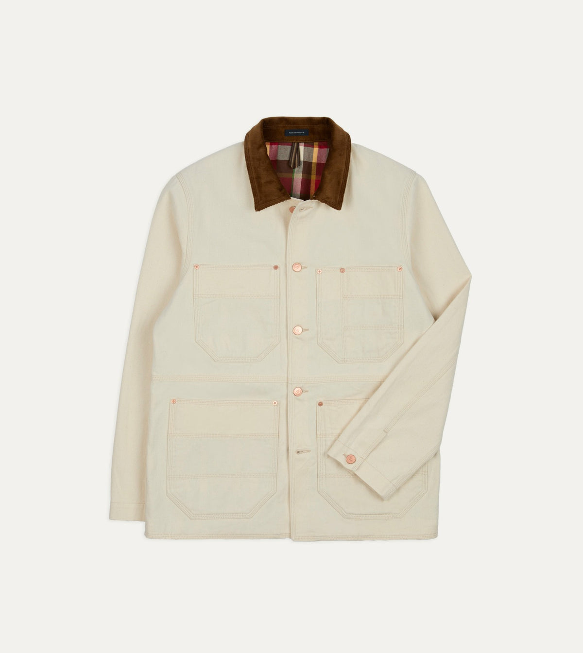 Drake's Ecru Denim Welder Jacket