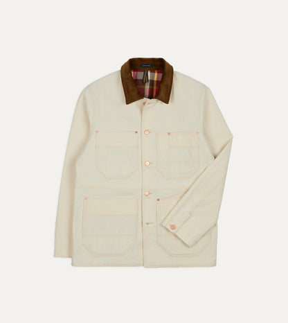 Drake's Ecru Denim Welder Jacket