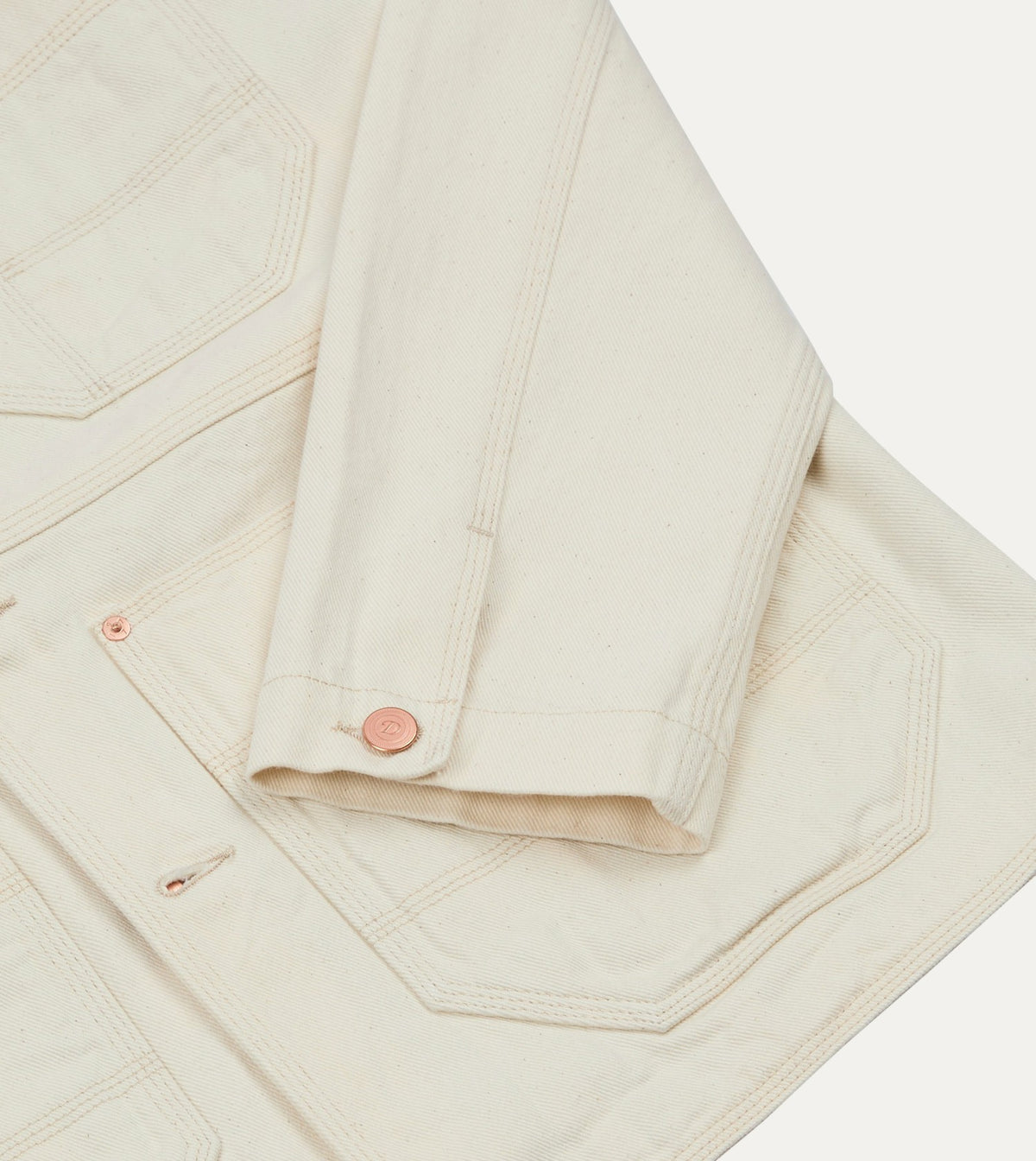 Drake's Ecru Denim Welder Jacket