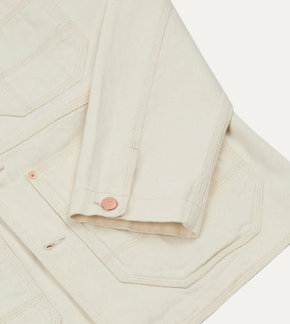 Drake's Ecru Denim Welder Jacket
