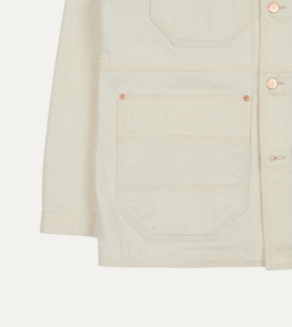 Drake's Ecru Denim Welder Jacket