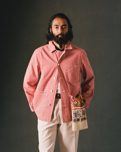 Drake's Red Stripe Cotton Fatigue Jacket