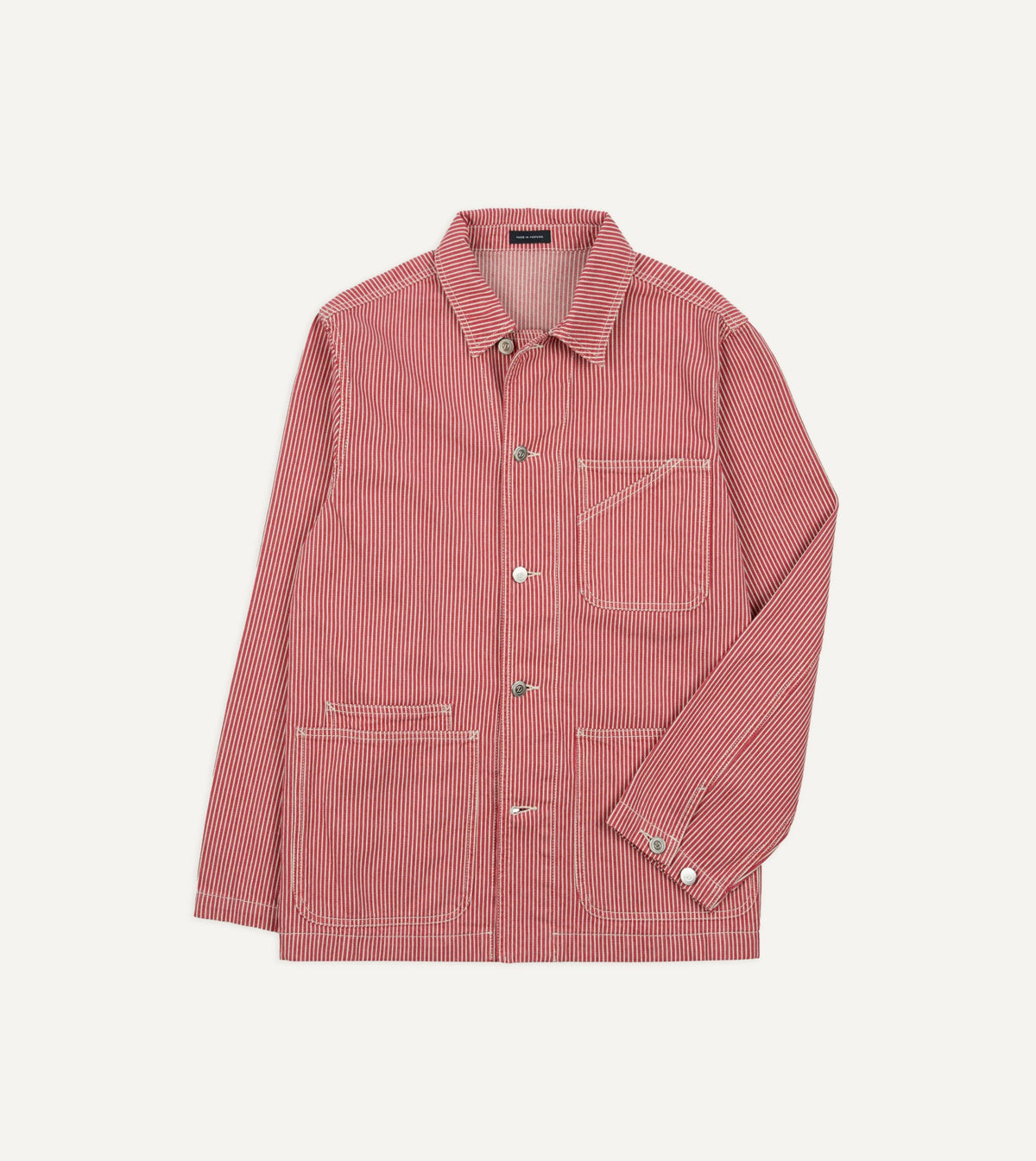 Drake's Red Stripe Cotton Fatigue Jacket
