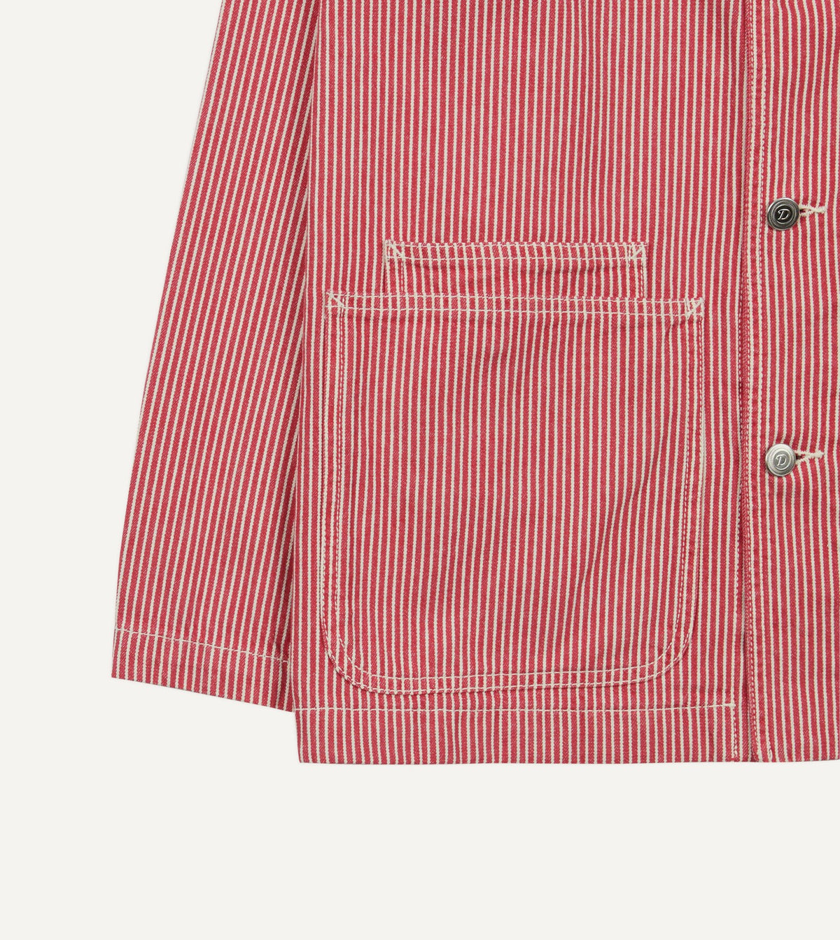 Drake's Red Stripe Cotton Fatigue Jacket