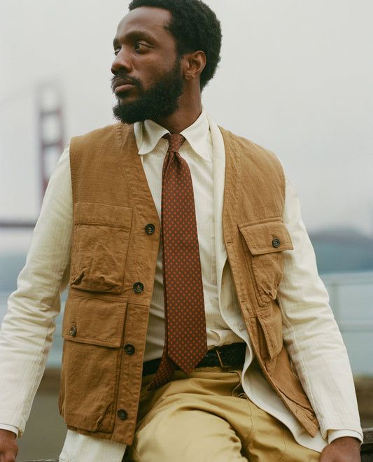 Drake's Tobacco Cotton Utility Vest
